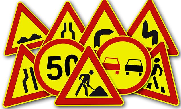 Обозначение желтого фона в дорожных знаках и оранжевой разметки